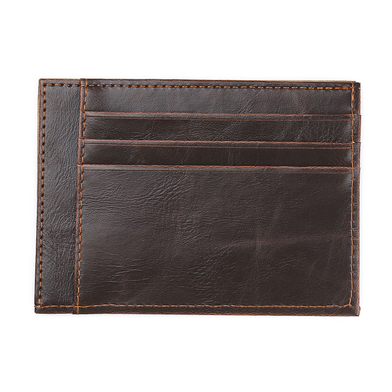 WALLET Minimalist synthetic leather wallet with 9 pockets - Brown